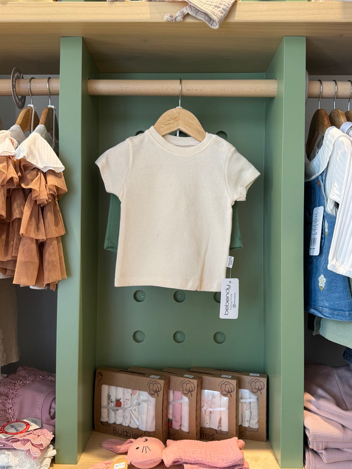 BabyBoy 2pcs Beige/Green Short Set + Hat - front