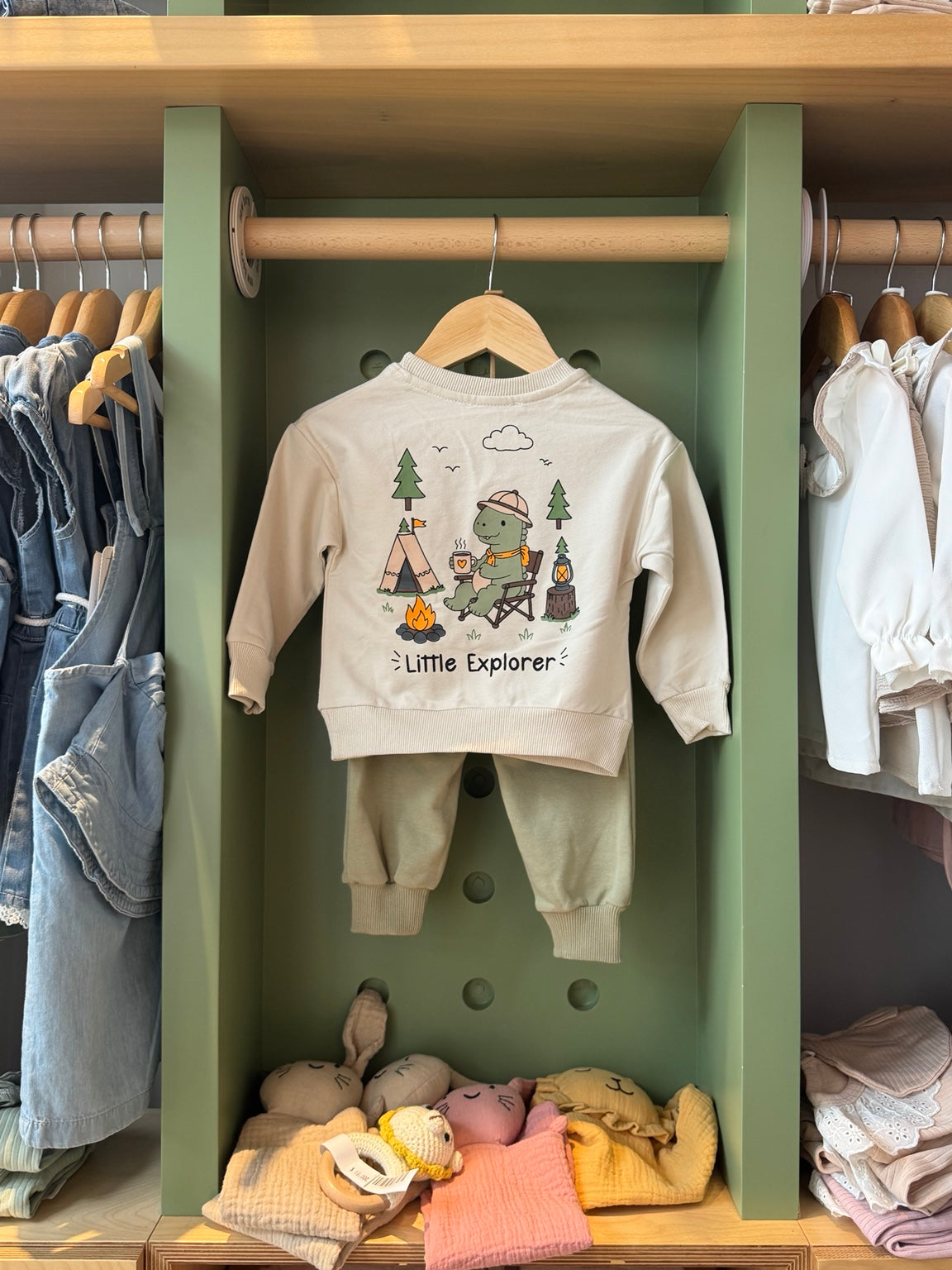 Boy 2pcs Cotton Set Little Explorer Mint back