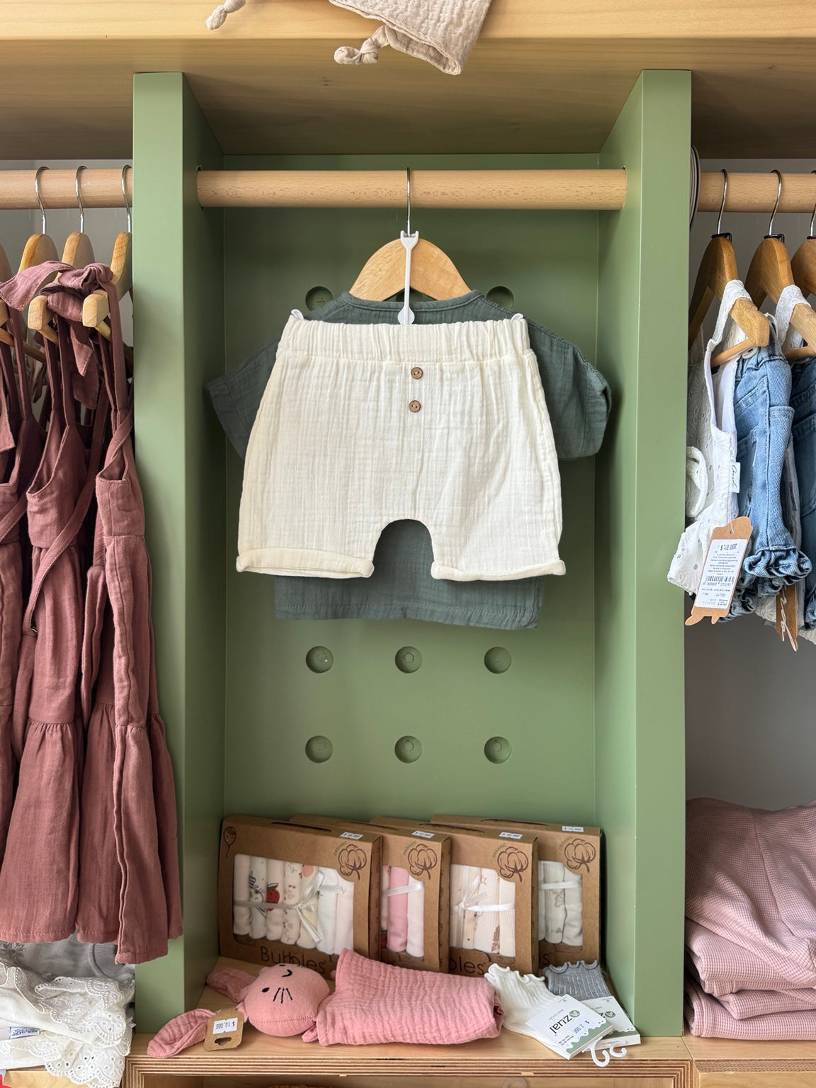 BabyBoy 2pcs Linen Olive Set - back