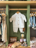 BabyBoy White Baptism Linen Set - front