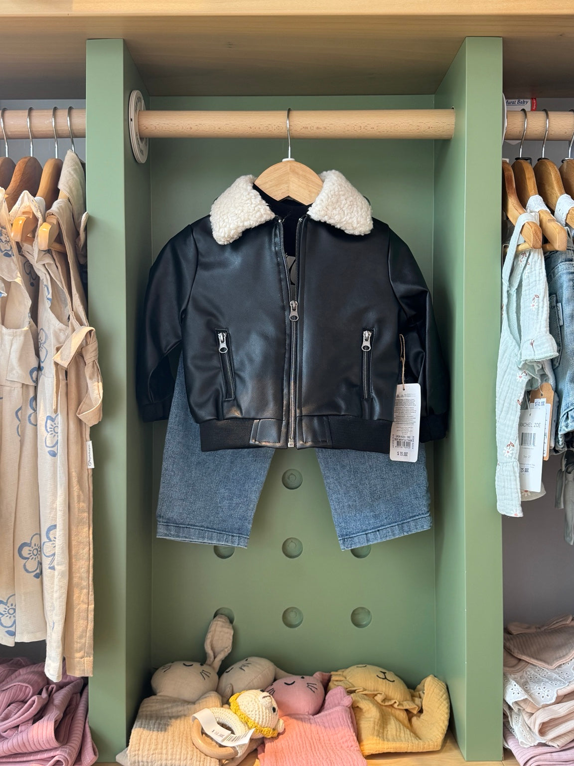 BabyBoy 3pcs Leather Jacket Set