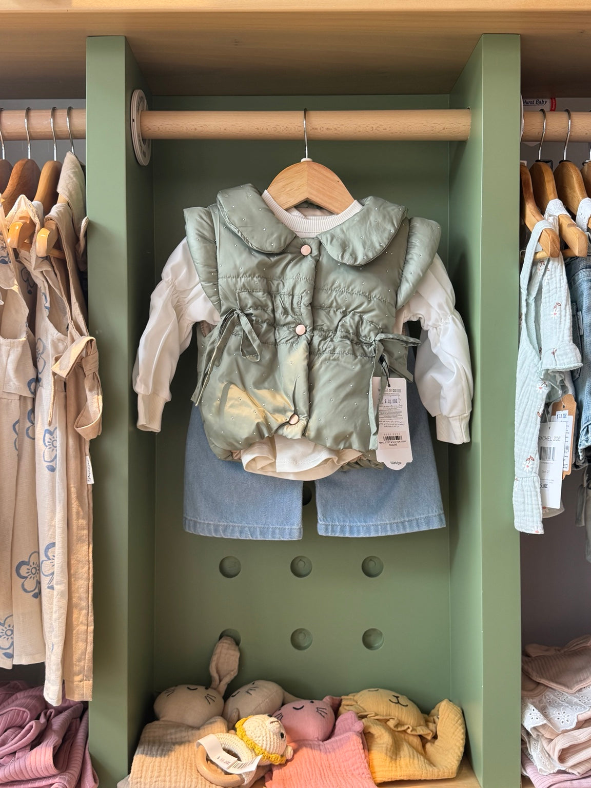 BabyGirl 3pcs Mint Gilet Set