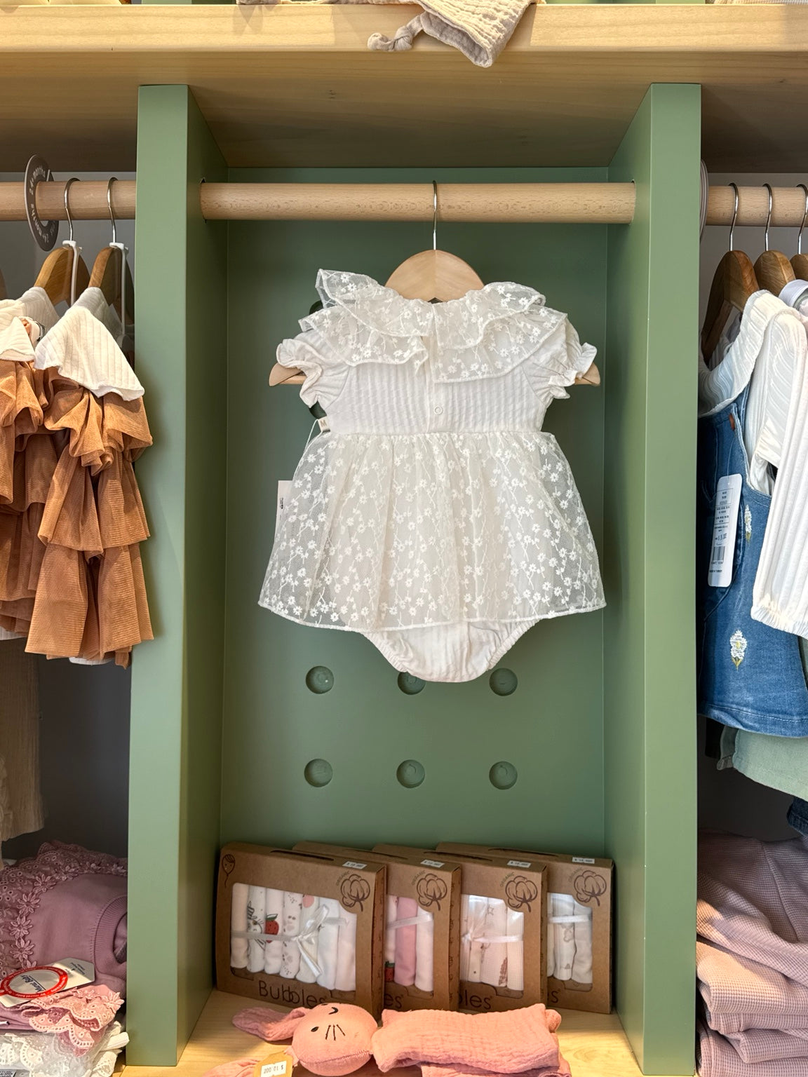 BabyGirl Baptism Romper Ecru back