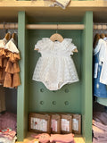 BabyGirl Baptism Romper Ecru front