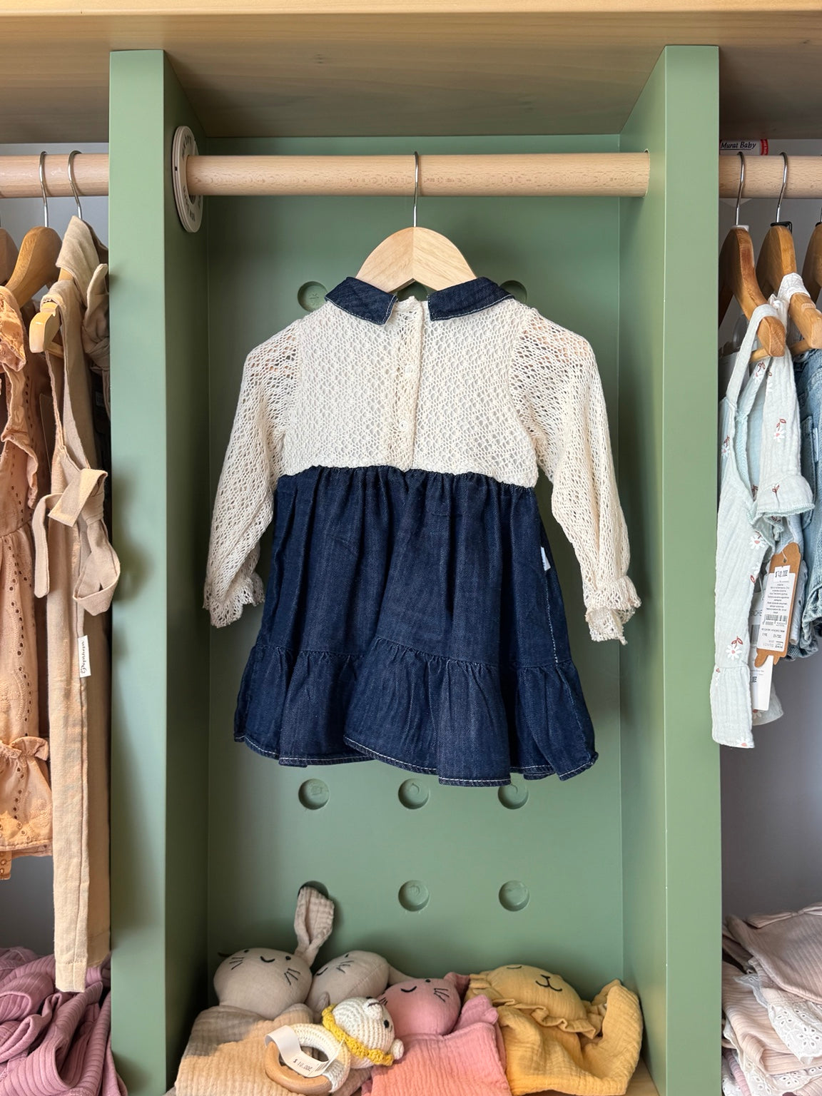 BabyGirl Denim Crochet Dress back