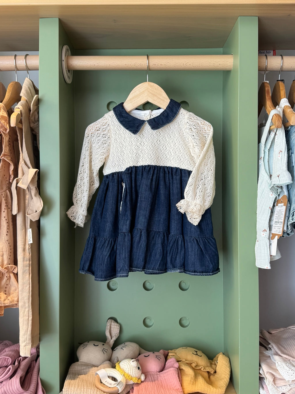 BabyGirl Denim Crochet Dress front