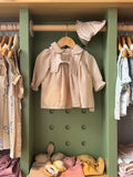 BabyGirl Light Beige Dress with Removable Bib and Hat