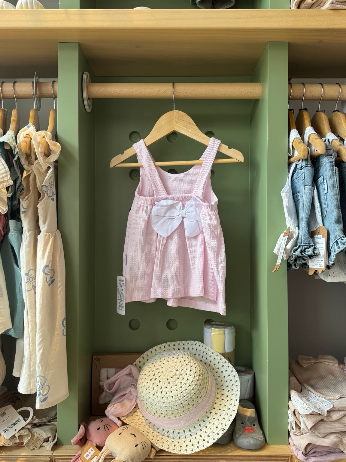 BabyGirl Pink Dress + Hat - back