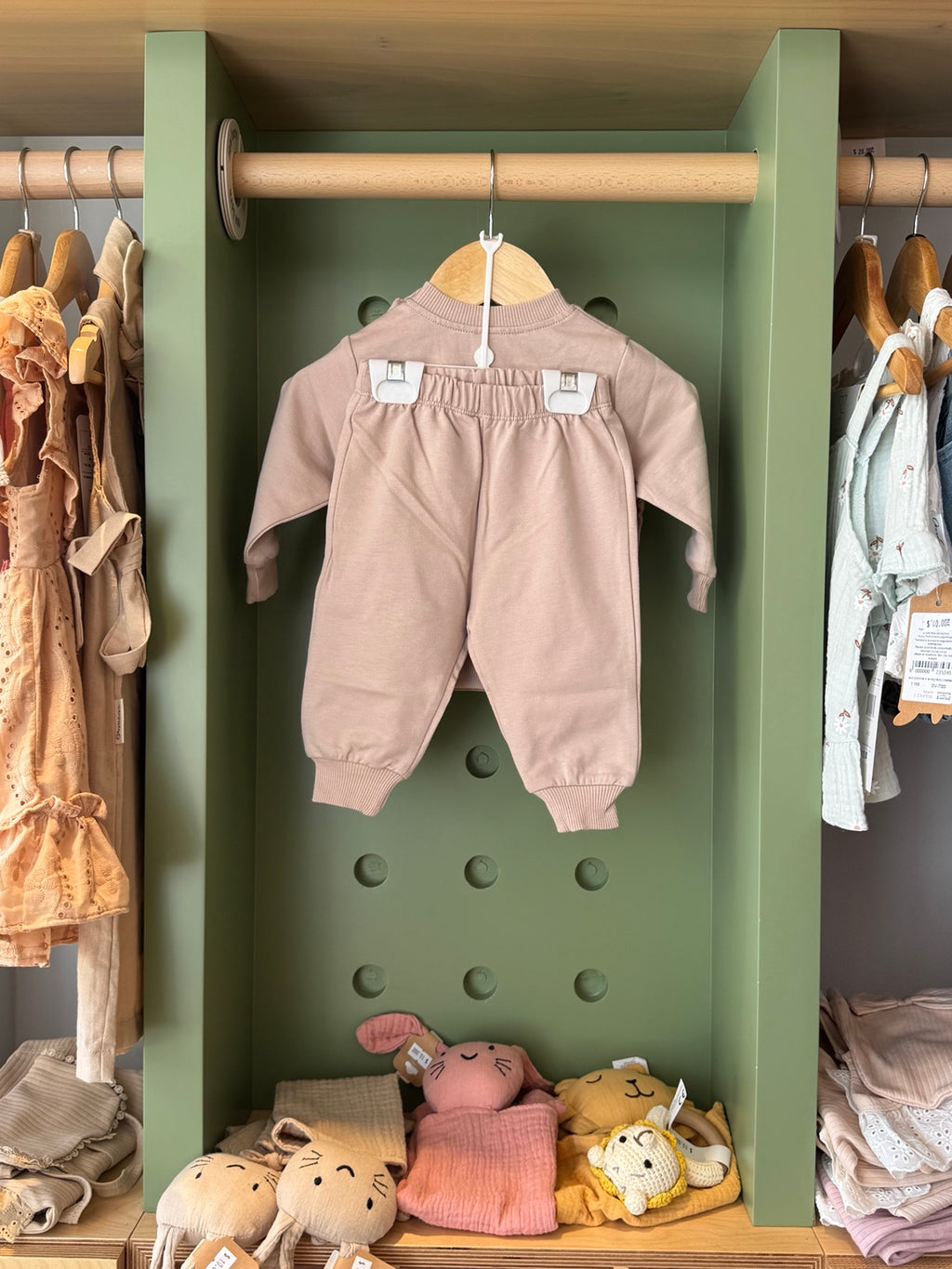 BabyBoy/Girl 2pcs Cotton Set Beige with White Embroidery — back
