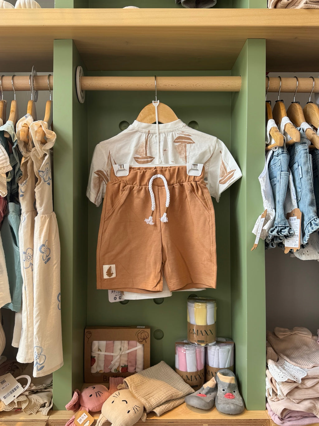 Boy 2pcs Cotton Set Beige Sailor - back