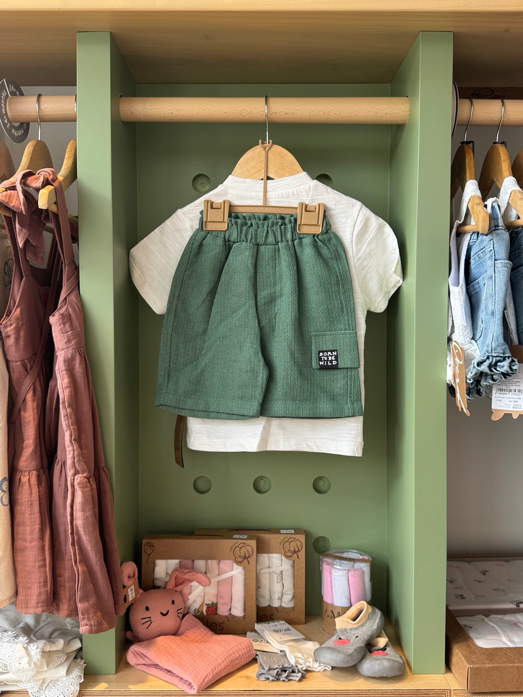 Boy 2pcs Cotton Set Green Dog - back