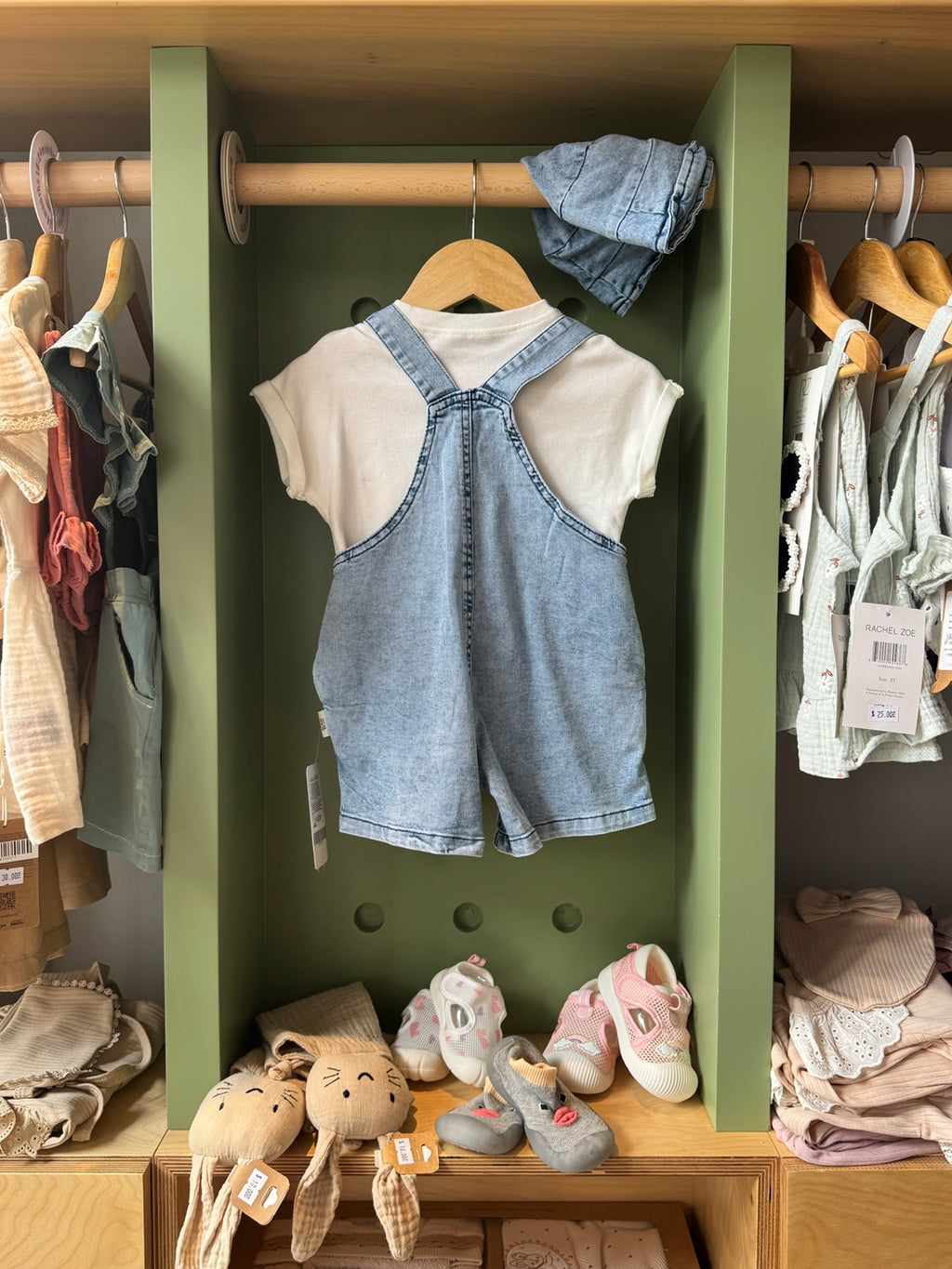 Boy 2pcs Denim Salopette with Hat back