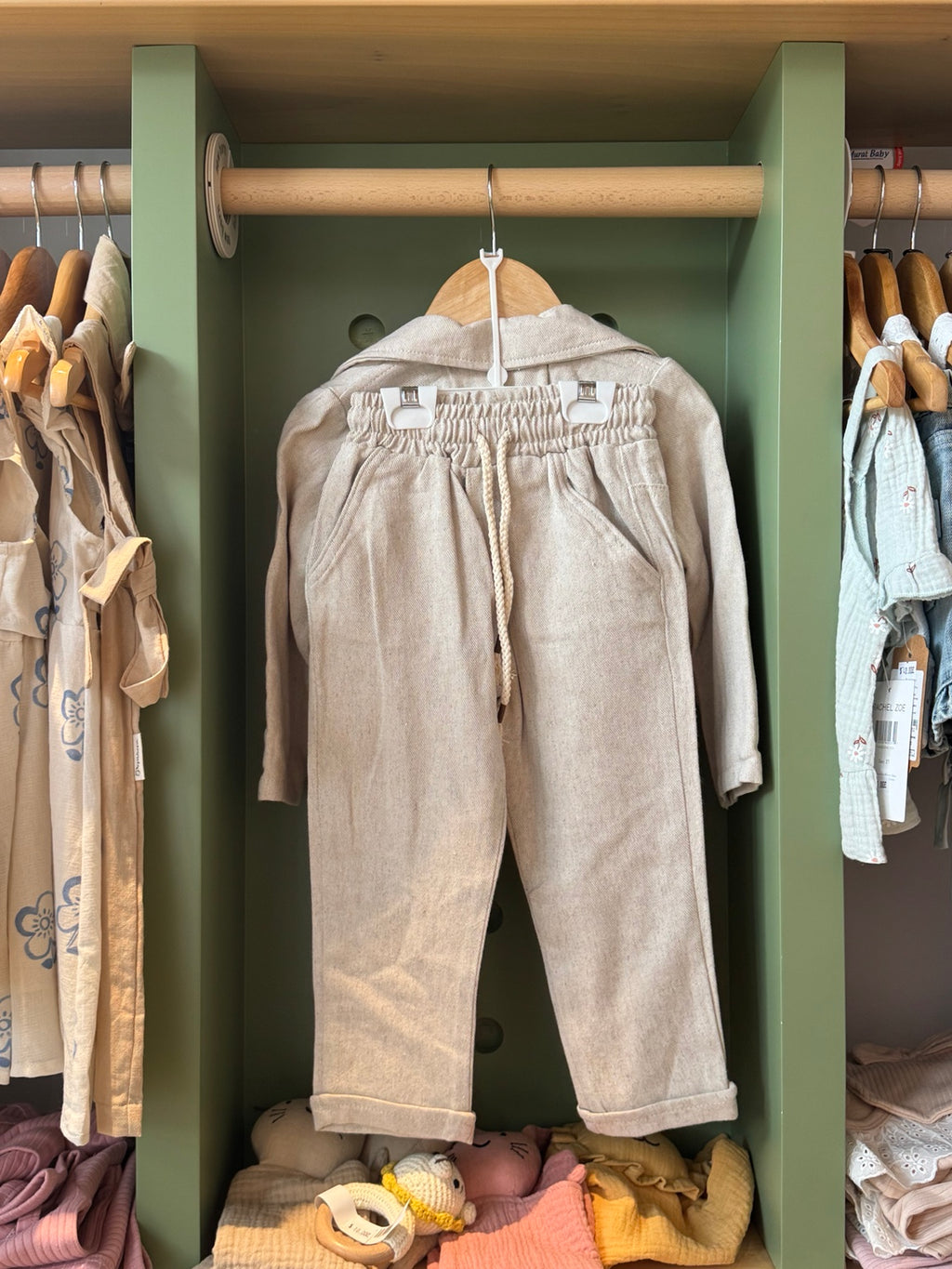 Boy 3pcs Linen Beige Suit