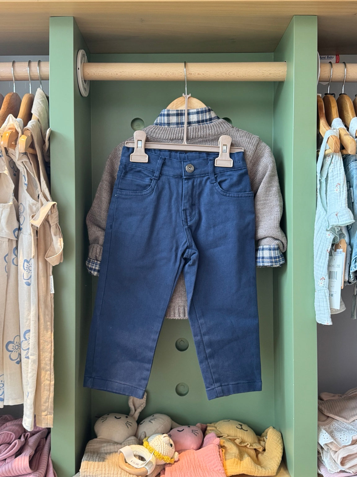 Boy 3pcs Navy/Checkered Shirt