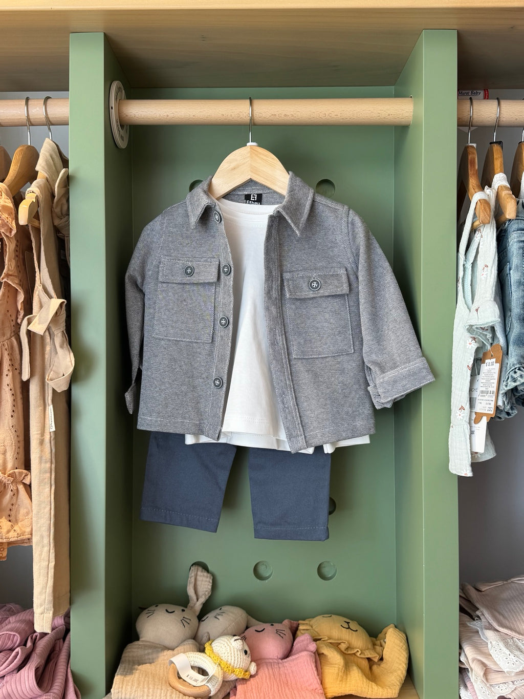 Boy 3pcs Set Navy Grey front