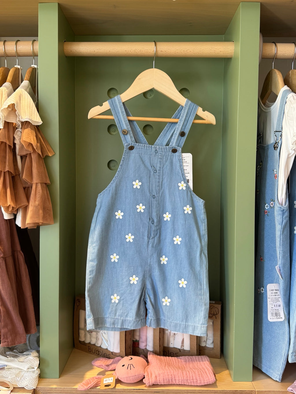 Girl Denim Salopette + Hat - front