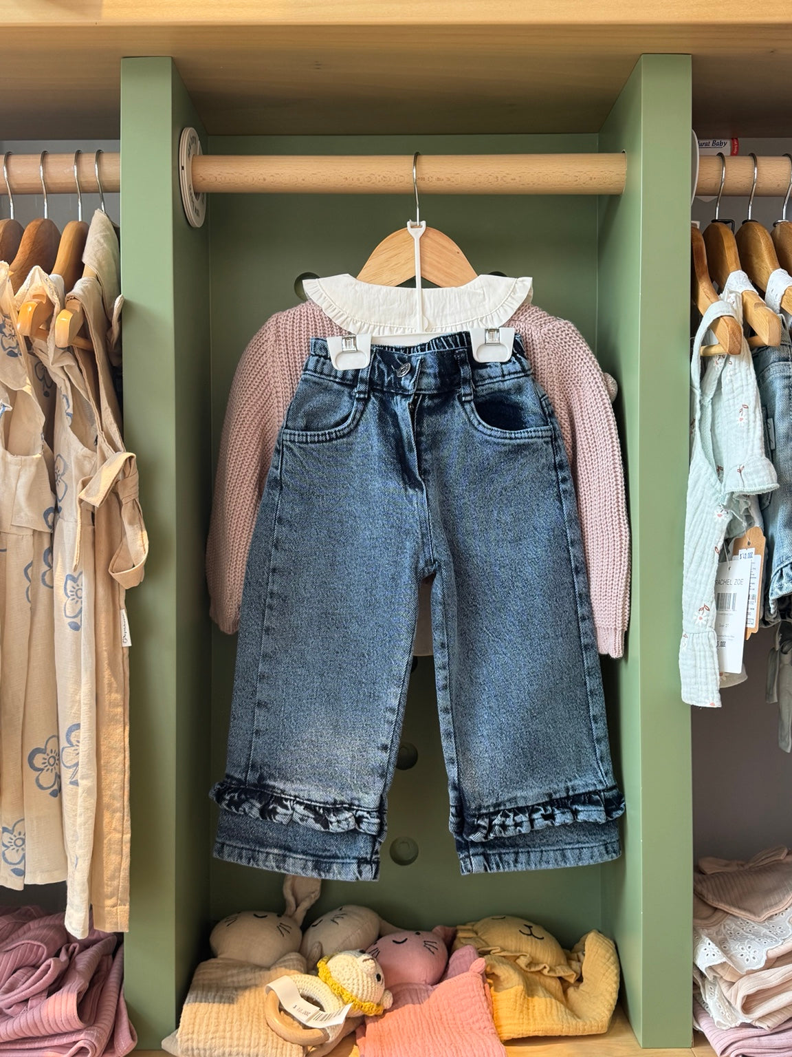 Girl 3pcs Denim Dusty Pink Wool Set