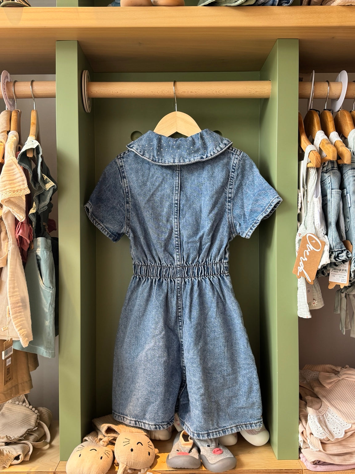 Girl Denim Short Overall back