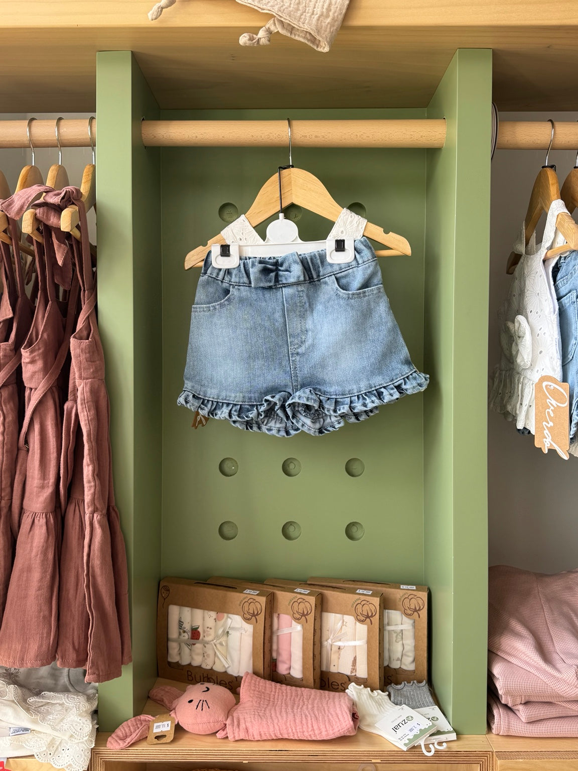Girl 2pcs Denim Short/White Lace Top - back